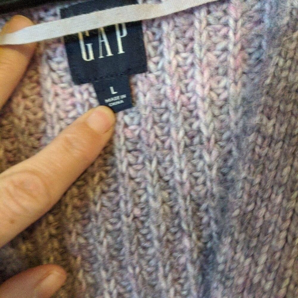 GAP Purple Cardigan Sweater Button Up Large Prep Grunge Vintage Classic - Picture 9 of 12